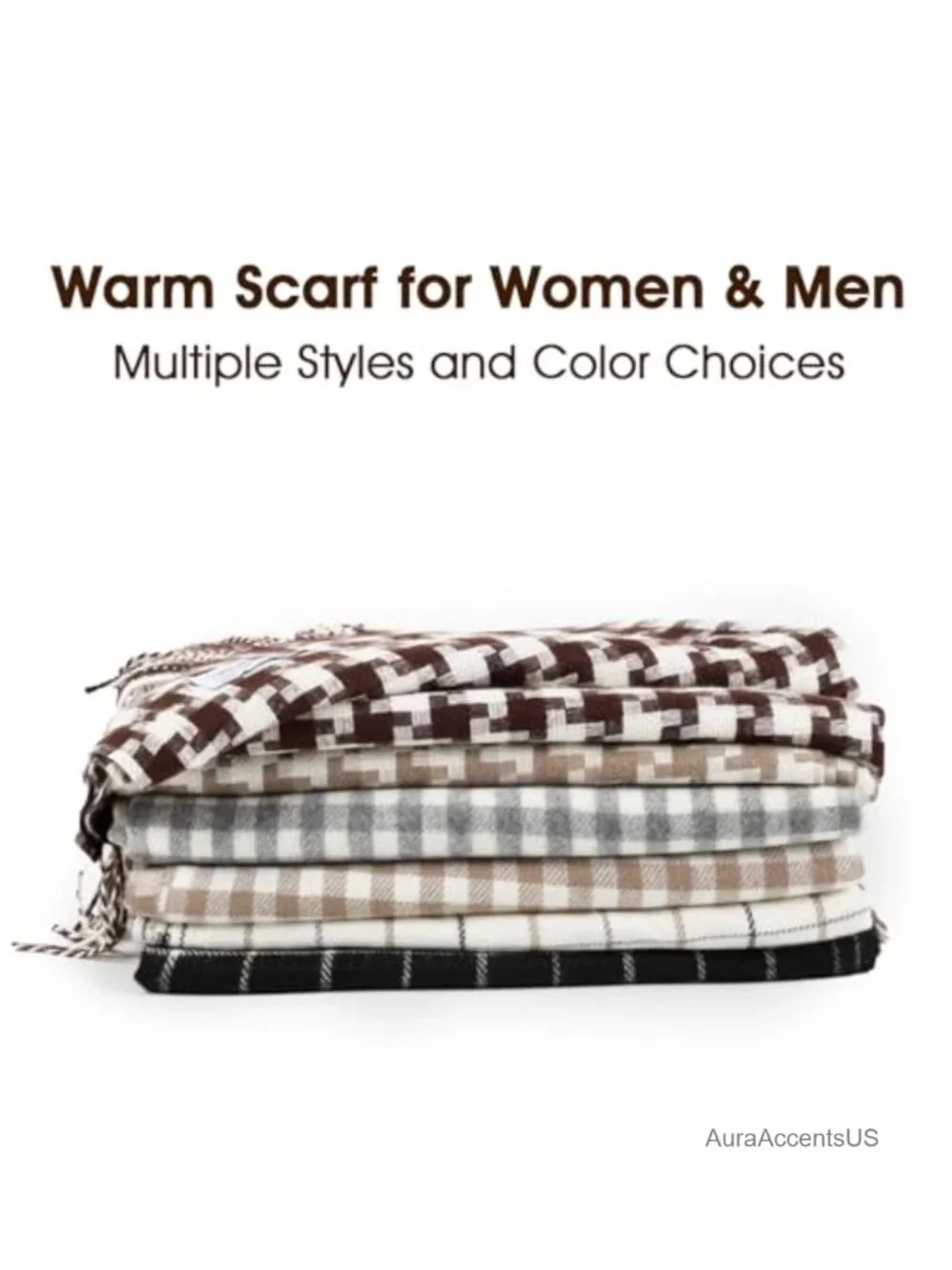 Vintage Plaid Tassel Scarf Shawl Wrap Winter Wool